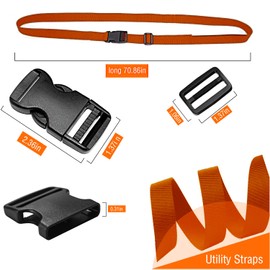 Premium Utility Straps with Quick Release Buckle Adjustable Short Nylon Tie Down Straps for Backpack Tactical Lashings Camping Gear Sleeping Bag Mattress Conveyor Belt Luggage