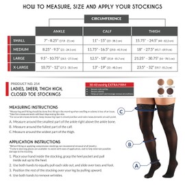 Truform Sheer Compression Stockings, 30-40 mmHg, Women's Thigh High Length, 30 Denier, Beige, Large