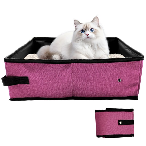 Portable Litter Box for Cats, Foldable & Waterproof Cat Travel