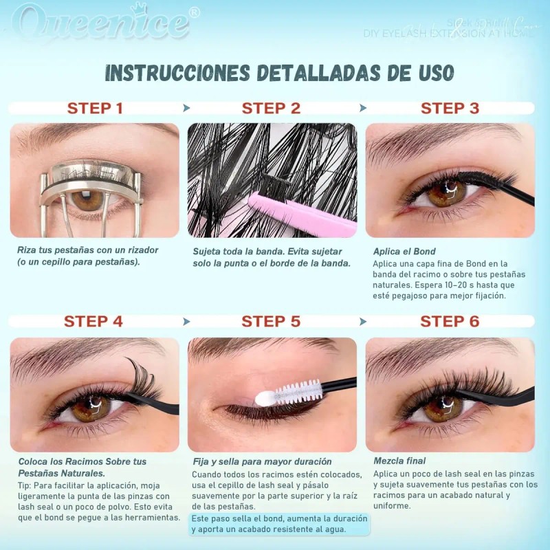 Kit De Extensiones De Pestanas 740pcs C/ Pegamento 30d40d50d