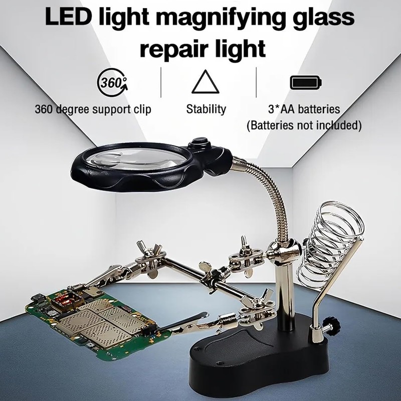 AIMALL LED Magnifier Soldering Iron Stand, Third Hand Helping Station