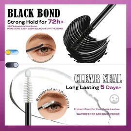 GAQQI Lash Cluster Glue, Lash Bond and Seal Waterproof Eyelash Glue for Eyelash Clusters, Strong Hold Adhesive for DIY Use, Latex-Free Safe Formula