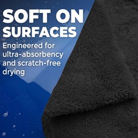 Towelogy FX40 PRO Microfibre Car Drying Towel – Edgeless Design for Scratch-Free Car Detailing Cloths (3, Noir)