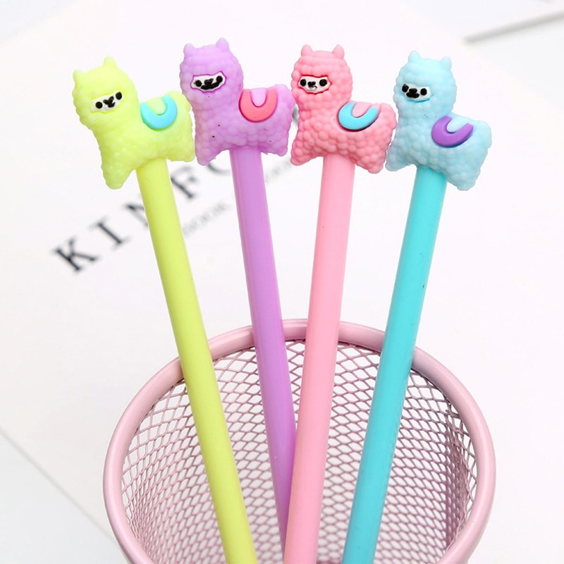 12 Lamb Neutral Pens, Cute Cartoon Animals, Student Stationery, Black