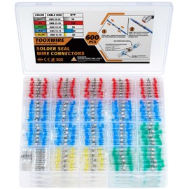 600PCS Solder Seal Wire Connectors, Heat Shrink Self Stick Solderless Wire Connectors for Marine Automotive