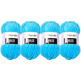 Yarn Art Dolce Yarn 100% MicroPolyester Velvet Blanket Amigurumi Super Bulky :6 Baby Chenille Yarn (4 Skein, 758), 2 Skein