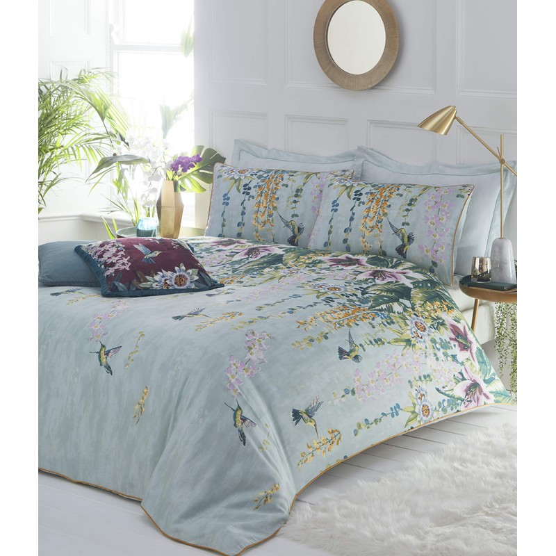 Paoletti Contemporary Hanging Gardens Oxford Pillowcase Set, Mint Green, One