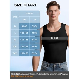 Odoland Men's 3 Pack Seamless Compression Shirt Body Shaper Vest, Ice Silk Invisible Shapewear Tank Tops, Black, L