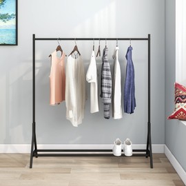 NobAura Heavy Duty Metal Garment Rack, Freestanding Clothes Rack, Coat Rack with Bottom Shelf, Multi-functional Hanging Rack for Bedroom, Laundry Room, Boutiques, Black