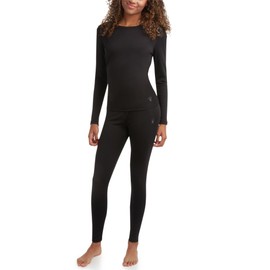 Spyder Women's Thermal Underwear Set - 2 Piece Brushed Back Fleece Lined Long Johns Base Layer Set for Women (Sizes: S-XL), Size Large, Black