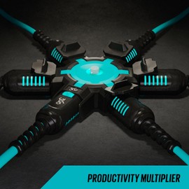 360 Electrical PowerHubXL 5-Outlet Heavy-Duty Outdoor Adapter, Aqua/Grey