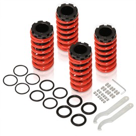 AJP Distributors Adjustable Red Lowering Springs Black Coilover Sleeves Kit Compatible/Replacement For Civic CRX Del Sol Integra 1988 1989 1990 1991 1992 1993 1994 1995 1996 1997 1998 1999 2000 2001