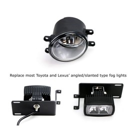 iJDMTOY LED Fog/Driving Lamp Kit Compatible with Toyota Tacoma Tundra 4Runner etc., Includes (2) TRD-Pro Style 10W High Power LED Pod Lights, Set of Fog Lamp Opening Mounting Brackets & Wiring