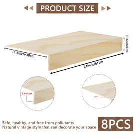 8 Pcs Wooden Shelf Covers 24 x 12 Inch,Wire Rack Covers for Pantry Wood Shelf Liners-0.4 inch Thick,Weight Pantry Shelf Cover Removable Wood Shelves Covering for Closet Kitchen Pantrys Bathroom (8)