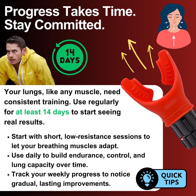 Lung Trainer Pro, Resistance Breathing Exerciser, Adjustable Respiratory Training Device