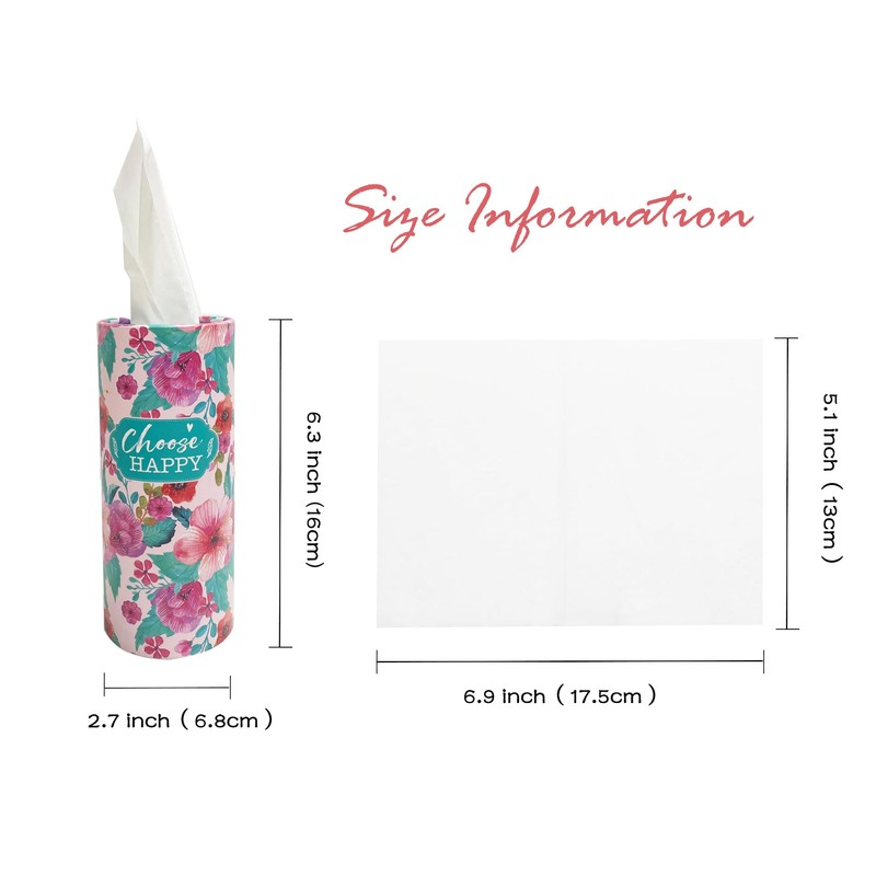 Car Tissue Cylinder with Floral Design - Round tissues Holder,
