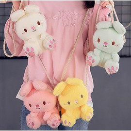 Plush Bunny Crossbody Messenger Shoulder Bag for Girls Women Cartoon Fluffy Rabbit Chain Wallets Bag (green)
