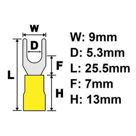 25PCS 12-10 AWG #10 M5 Insulated Fork Crimp Connector 48A 600V CE for Electrical Terminals (25, #10)