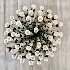 Mickey Mouse Ear Inspired Paper Straws - Black White - 50 Pack - Outside The Box Papers Brand