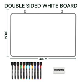 DumanAsen 30x40cm Magnetic Whiteboard - Dry Erase Board, Durable Writing Surface, Perfect for Office, Home, or Classroom Use, Includes whiteboard pens and Eraser, 12x16 Inches - Grey