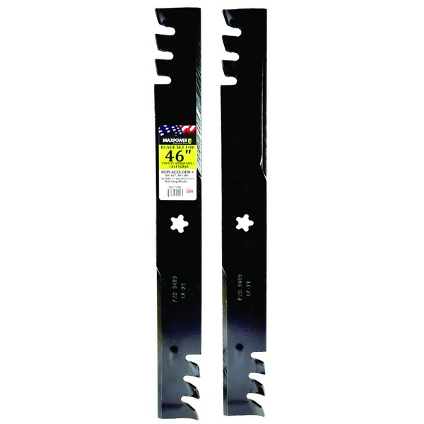 Maxpower 561739XB Commercial Mulching 2-Blade Set for Many 46 in. Craftsman, Husqvarna, Poulan Mowers, Replaces OEM #'s 403107, 532403107 Black