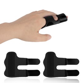 Finger Splints 2 Pack Adjustable Finger Protectors Composite Cloth Breathable Trigger Finger Brace for Arthritis Pain Relieve and Broken Mallet Fingers Support Straightening (Black)