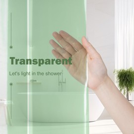 UFRIDAY Sage Green Clear Shower Curtain Liner 72 x 78 inches，Long Shower Curtain Liner 78 Length Plastic Bathroom Shower Curtain Liner with Rustproof Metal Gromments and 5 Weighted Magnet