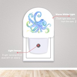 Axxitude Octopus Night Lights Plug into Wall for Girls Boys Room,Night Light LED Lamp Dusk to Dawn Sensor Round Lamp for Bedroom Bathroom Hallway Home Wall Decor Nightlight