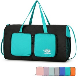 Outplea Packable Mini Gym Duffle Bag 20L, Ultralight Nylon Sports Holdall Bag Women Men, Small Weekend Overnight Travel Bag Foldable, Green