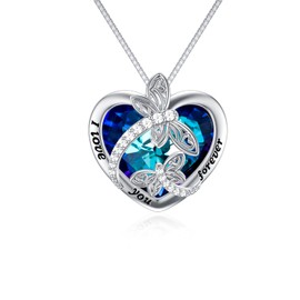 TOUPOP Dragonfly Gifts for Women s925 Sterling Silver Dragonfly Necklace with Blue Heart Crystal Pendant Dragonfly Lovers Jewelry Gifts for Women Mom Daughter Birthday Christmas