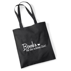 Huuraa Jute Bag Thank You for the Beautiful Time Hearts Bag Cotton 10 Litres Size for All Who Want to Thank You Gift Idea for Friends and Family, black