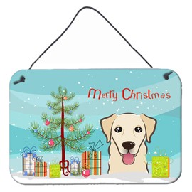 Caroline's Treasures BB1624DS812 Christmas Tree and Golden Retriever Wall or Door Hanging Prints Aluminum Metal Sign Kitchen Wall Bar Bathroom Plaque Home Decor, 8x12, Multicolor