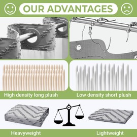 WONICY No Hook Shower Curtain with Snap in Liner, Tufted Chevron Striped Shower Curtain Set for Bathroom, Boho Waterproof and Washable Shower Curtains,71Wx77H, Grey