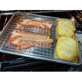 Checkered Chef Baking Sheets for Oven w/Cooling Rack - 9.5 x 13 Inch Aluminum Cookie Sheet Tray with Stainless Steel Rack