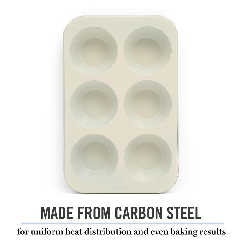 Martha Stewart Gallen 6 Cup Nonstick Carbon Steel Muffin/Cupcake Pan