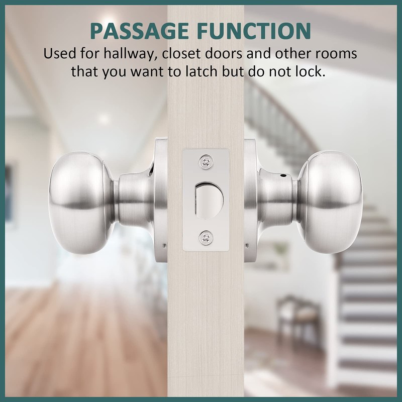 GOBEKOR 10 Pack Passage Door Knobs Keyless Interior Door Knobs