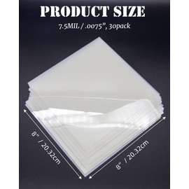 30 Pack 7.5mil Stencil Vinyl Sheets, 8 * 8inch Blank Mylar Stencil Sheets, Blank Plastic Sheets for Crafts, Cricut Cutting Machine, DIY Stencil Art Sheet for Cutting DIY Stencils