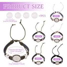 FASHEWELRY 5Pcs Cowhide Leather Cord Bracelet Bezel Tray Blank Bangle Base Settings 18mm Adjustable Round Cabochon Tray Bracelet for Jewelry Making, DIY-TA0009-72#1-Biyun