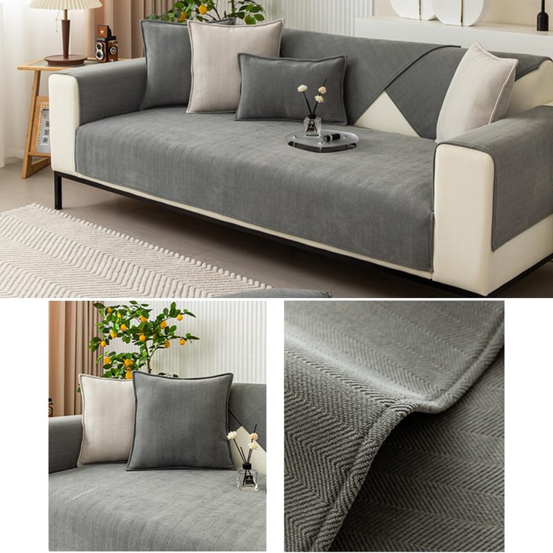 NUODWELL Herringbone Chenille Sofa Cover 1/2/3/4 Seater, Furniture Protector Couch