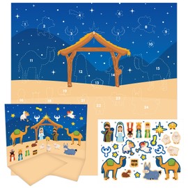 WaaHome Nativity Advent Calendar 2024 Kids - Religious Advent Calendar Stickers Jesus Christian Nativity Scene Christmas Countdown Calendar Decor for Kids Gifts B