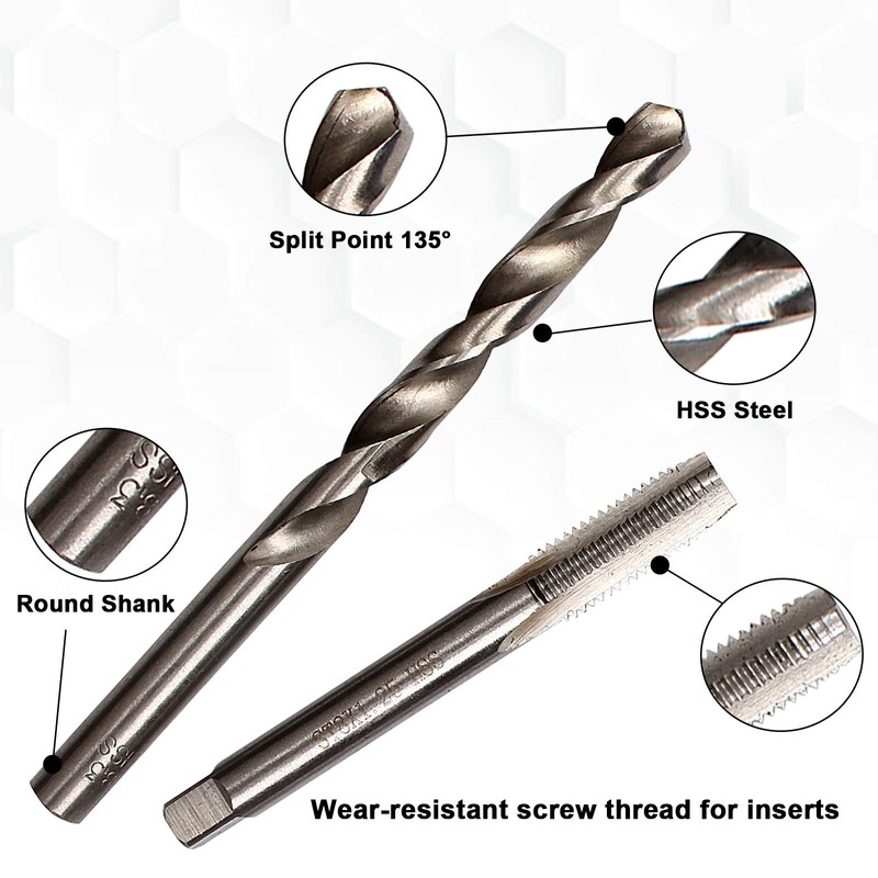 CCLIFE Helicoil Thread Repair Tool Kit M5/M6/M8/M10/M12/M14/M16, Size:M10 X 1,25