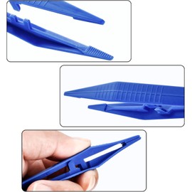 10 Pcs Disposable Tweezers Bulk Pack Blue 5 Inch Plastic Tweezers for Home, School and Lab