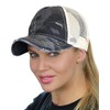 C.C Ponycap Messy High Bun Ponytail Adjustable Mesh Trucker Baseball