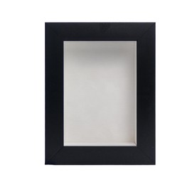 6x8 Shadow Box Frame Black Wood with a 1 3/4" Usable Display Depth Includes a White Suede Acid-Free Backing Board, UV Resistant Acrylic, and Hanging Hardware