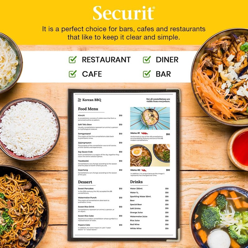 Securit Crystal Range Transparent Menu Holder A4 Brown Edged, Single