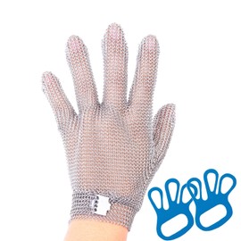 Cut Resistant Gloves Food Grade Stainless Steel Metal Mesh Chainmail Gloves for Butcher Meat Cutting Fish Filleting Oyster Shucking Clothing Cutting and Leather Processing(Large (Pack of 1))