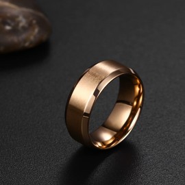 Flongo Men's Ring Wide Men's Ring 8 mm Stainless Steel Band Ring Black Valentine Love Couple Engagement Engagement Rings Wedding Polished Men's Accessories, Stainless Steel, No Gemstone