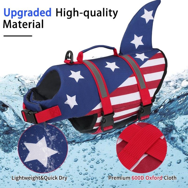 EMUST Dog Life Jacket, Ripstop Dog Lifesaver Vests with Rescue