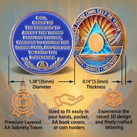 Leafence Sunshine Seaside Lighthouse Sobriety Coin Commemorative Coin Recovery Addiction NA AA Chips and Medallions Narcotics Alcoholics Anonymous Gifts (Sunshine Seaside Lighthouse, 0 Years)