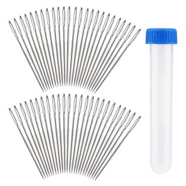 50 Pcs Large Eye Sewing Needles Sewing Sharp Needles 2.36in Stainless Steel Yarn Knitting Needles Embroidery Needles with Transparent Needle Bottle for Stitching